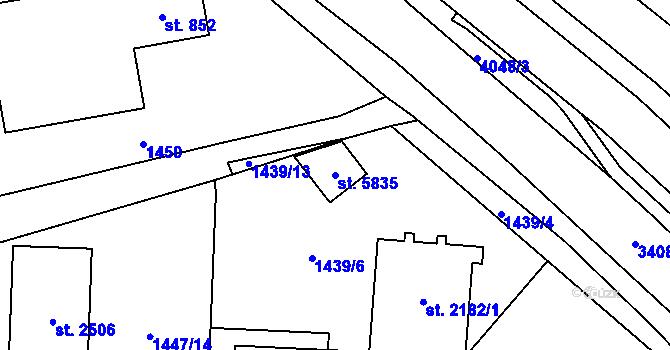 Parcela st. 5835 v KÚ Klatovy, Katastrální mapa