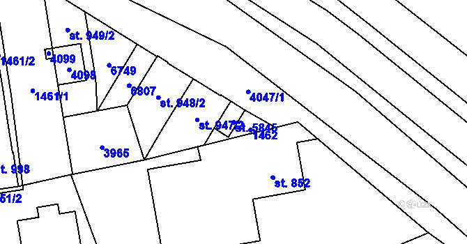 Parcela st. 5845 v KÚ Klatovy, Katastrální mapa