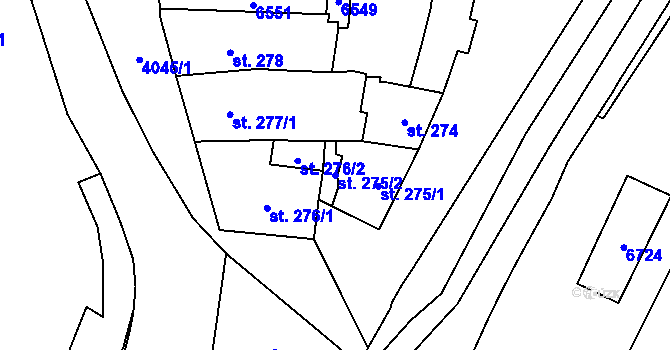 Parcela st. 275/2 v KÚ Klatovy, Katastrální mapa