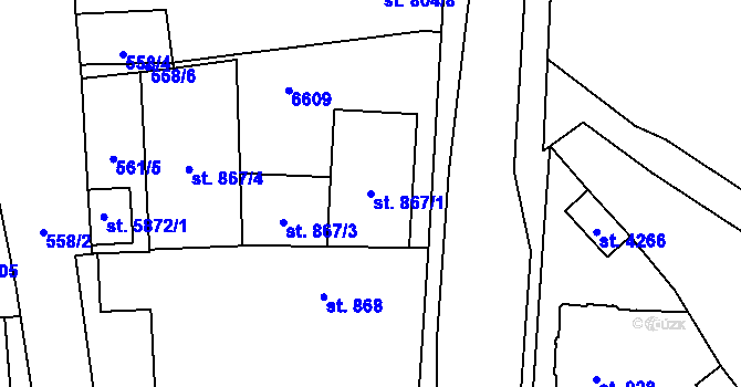 Parcela st. 867/1 v KÚ Klatovy, Katastrální mapa