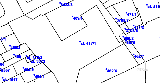 Parcela st. 417/1 v KÚ Klatovy, Katastrální mapa