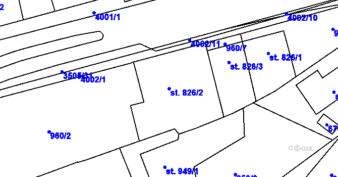 Parcela st. 826/2 v KÚ Klatovy, Katastrální mapa