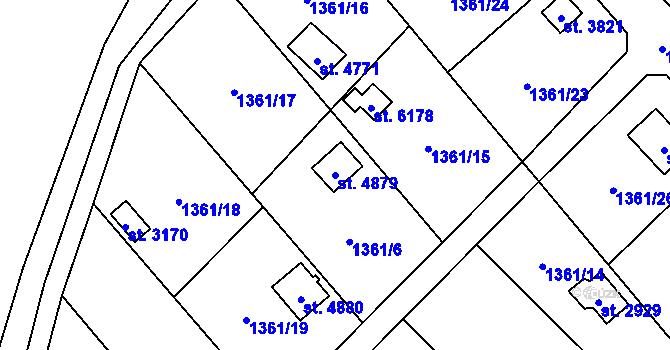 Parcela st. 4879 v KÚ Klatovy, Katastrální mapa