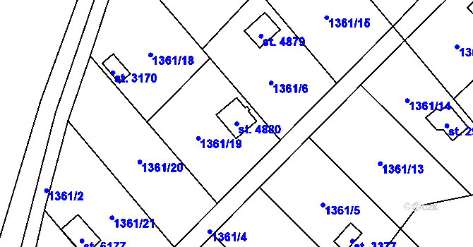 Parcela st. 4880 v KÚ Klatovy, Katastrální mapa