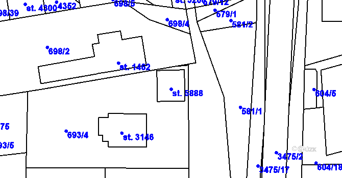 Parcela st. 5888 v KÚ Klatovy, Katastrální mapa