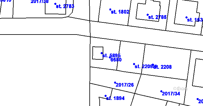 Parcela st. 5895 v KÚ Klatovy, Katastrální mapa