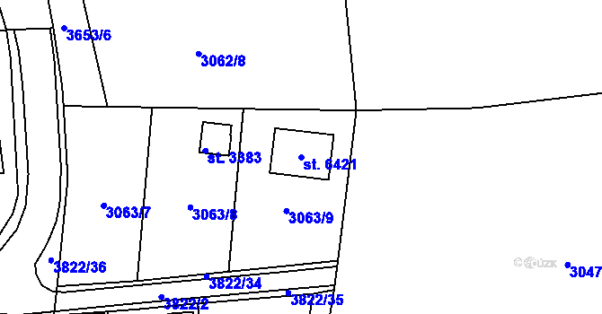 Parcela st. 6421 v KÚ Klatovy, Katastrální mapa