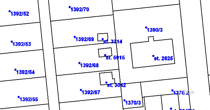 Parcela st. 5915 v KÚ Klatovy, Katastrální mapa