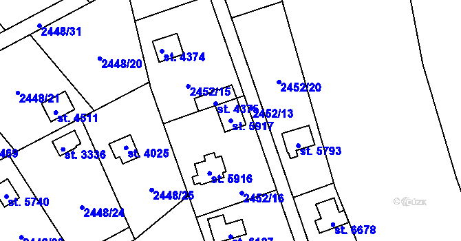 Parcela st. 5917 v KÚ Klatovy, Katastrální mapa