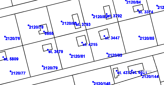 Parcela st. 4215 v KÚ Klatovy, Katastrální mapa