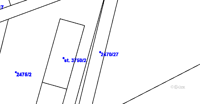 Parcela st. 2470/27 v KÚ Klatovy, Katastrální mapa
