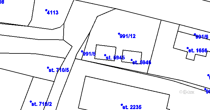 Parcela st. 5945 v KÚ Klatovy, Katastrální mapa