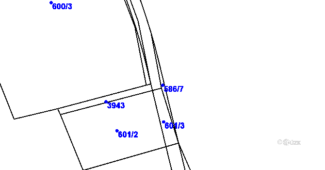 Parcela st. 586/7 v KÚ Klatovy, Katastrální mapa