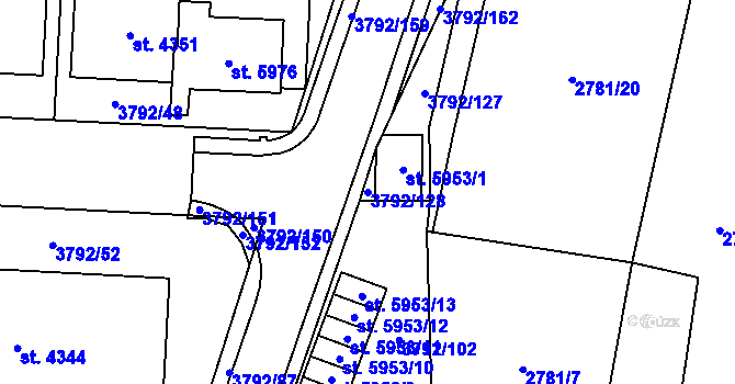 Parcela st. 3792/128 v KÚ Klatovy, Katastrální mapa