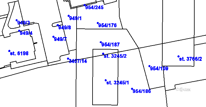 Parcela st. 3245/2 v KÚ Klatovy, Katastrální mapa