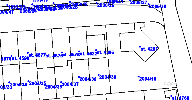 Parcela st. 4396 v KÚ Klatovy, Katastrální mapa