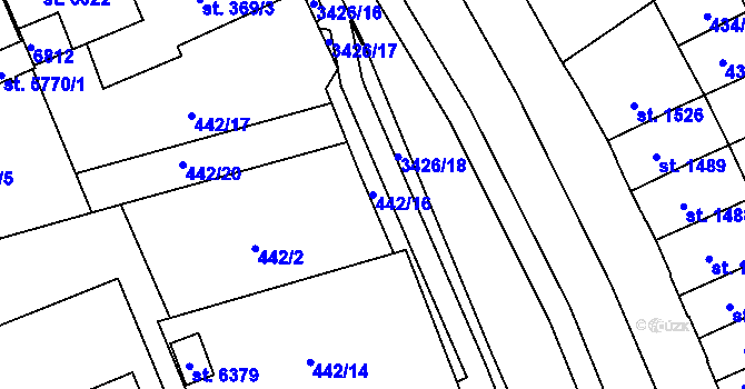 Parcela st. 442/16 v KÚ Klatovy, Katastrální mapa