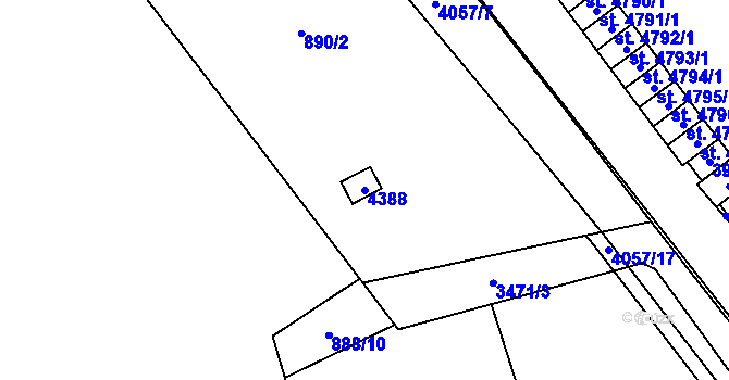 Parcela st. 4388 v KÚ Klatovy, Katastrální mapa