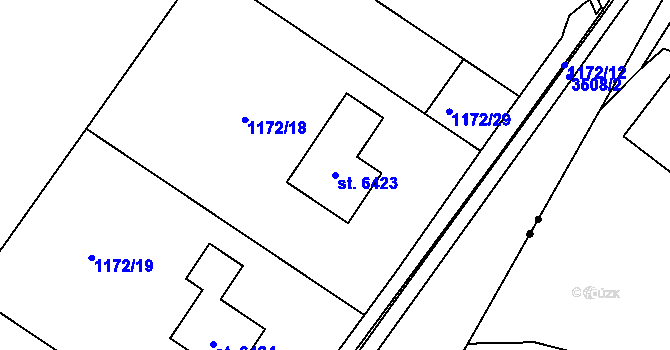 Parcela st. 6423 v KÚ Klatovy, Katastrální mapa