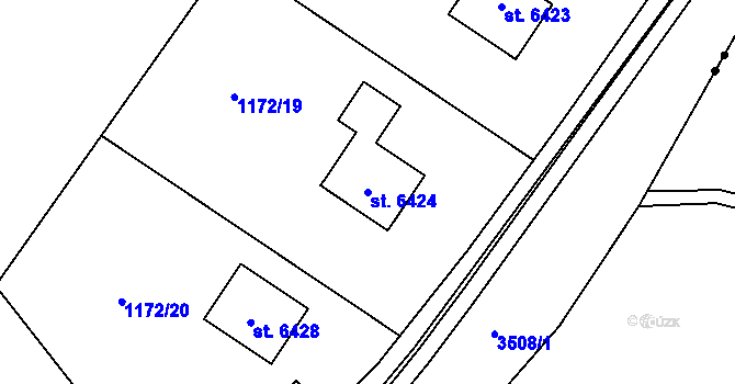 Parcela st. 6424 v KÚ Klatovy, Katastrální mapa