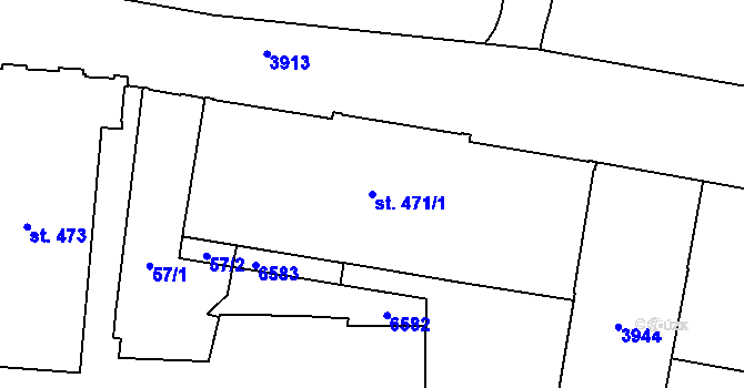 Parcela st. 471/1 v KÚ Klatovy, Katastrální mapa