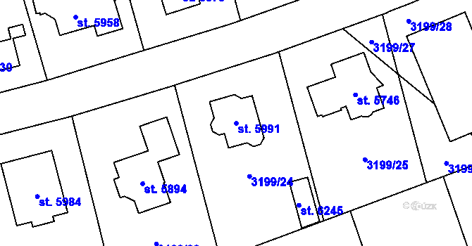 Parcela st. 5991 v KÚ Klatovy, Katastrální mapa