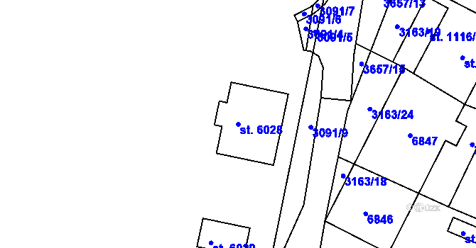 Parcela st. 6028 v KÚ Klatovy, Katastrální mapa
