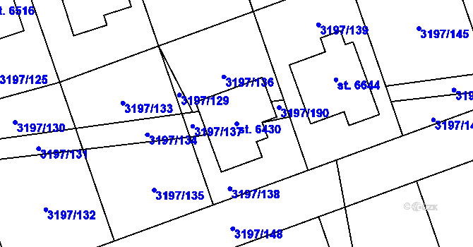 Parcela st. 6430 v KÚ Klatovy, Katastrální mapa