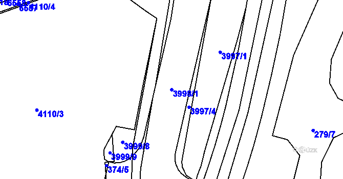 Parcela st. 3998/1 v KÚ Klatovy, Katastrální mapa