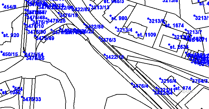 Parcela st. 3422/18 v KÚ Klatovy, Katastrální mapa