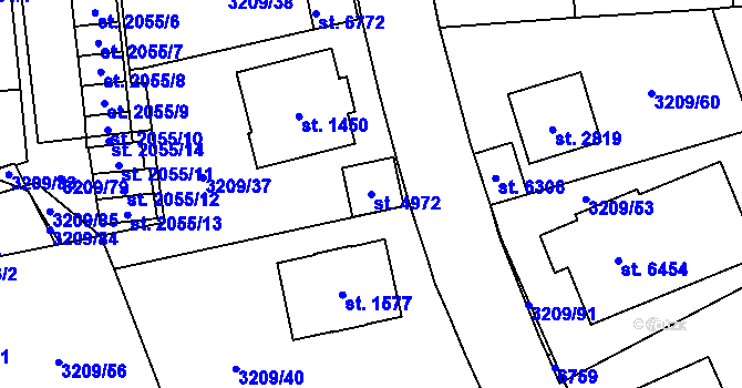 Parcela st. 4972 v KÚ Klatovy, Katastrální mapa