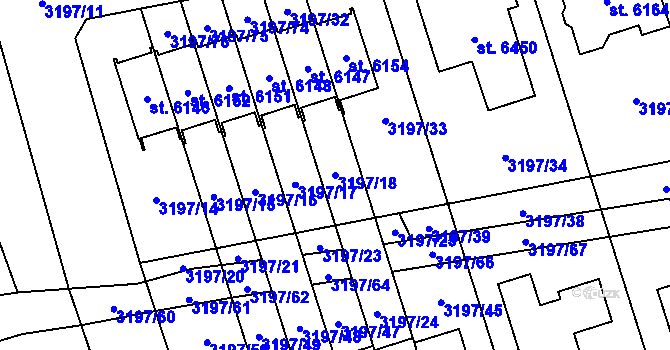 Parcela st. 3197/18 v KÚ Klatovy, Katastrální mapa