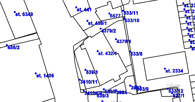 Parcela st. 432/1 v KÚ Klatovy, Katastrální mapa