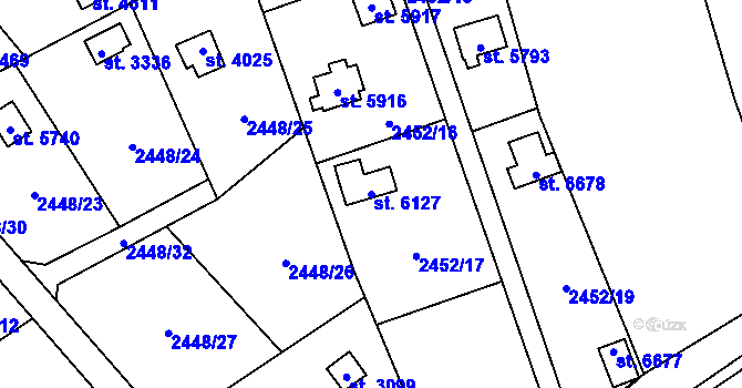 Parcela st. 6127 v KÚ Klatovy, Katastrální mapa