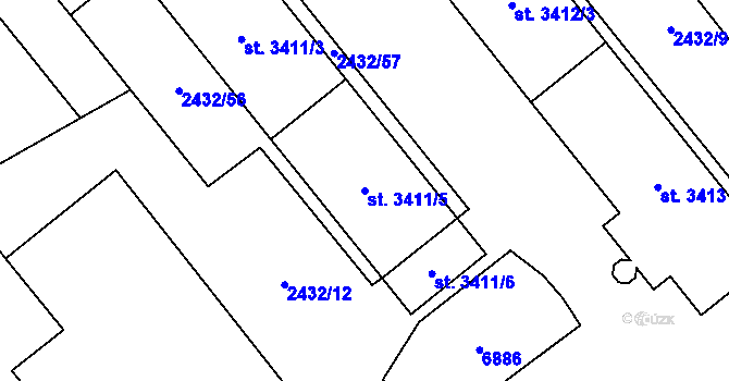 Parcela st. 3411/5 v KÚ Klatovy, Katastrální mapa