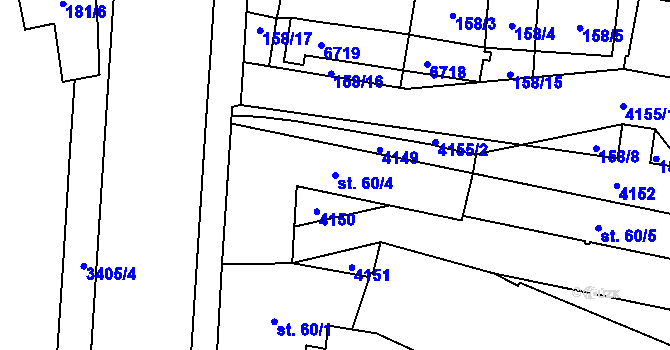 Parcela st. 60/4 v KÚ Klatovy, Katastrální mapa