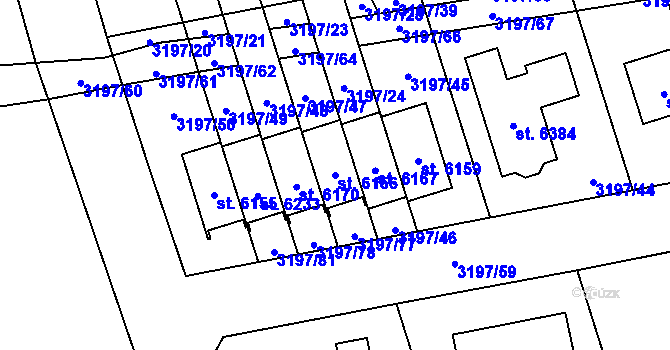 Parcela st. 6156 v KÚ Klatovy, Katastrální mapa