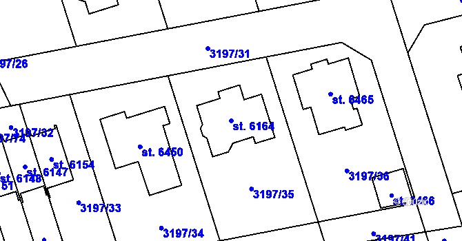 Parcela st. 6164 v KÚ Klatovy, Katastrální mapa