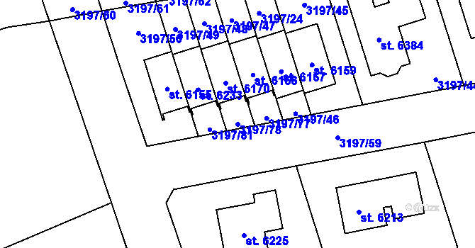 Parcela st. 3197/78 v KÚ Klatovy, Katastrální mapa