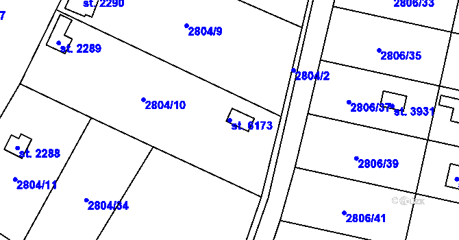 Parcela st. 6173 v KÚ Klatovy, Katastrální mapa