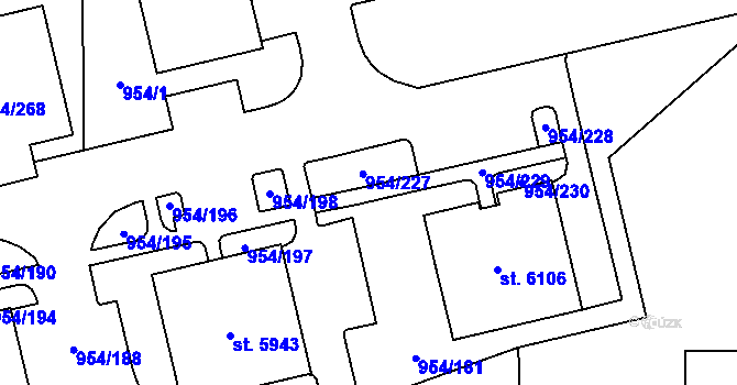 Parcela st. 954/232 v KÚ Klatovy, Katastrální mapa