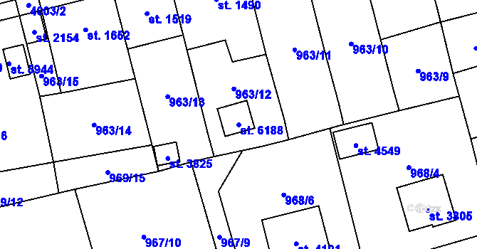 Parcela st. 6188 v KÚ Klatovy, Katastrální mapa