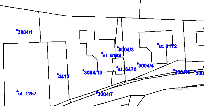 Parcela st. 6189 v KÚ Klatovy, Katastrální mapa