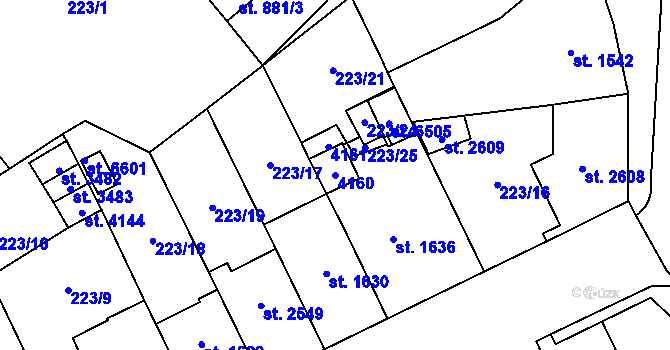 Parcela st. 4160 v KÚ Klatovy, Katastrální mapa