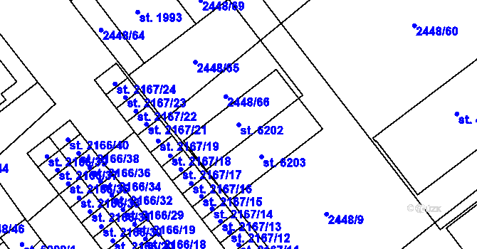 Parcela st. 6202 v KÚ Klatovy, Katastrální mapa