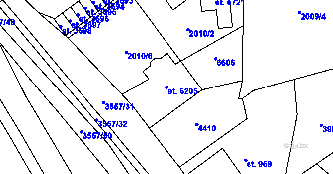 Parcela st. 6205 v KÚ Klatovy, Katastrální mapa