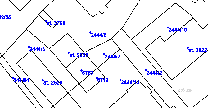 Parcela st. 2444/7 v KÚ Klatovy, Katastrální mapa