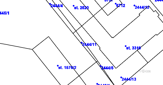 Parcela st. 2444/11 v KÚ Klatovy, Katastrální mapa