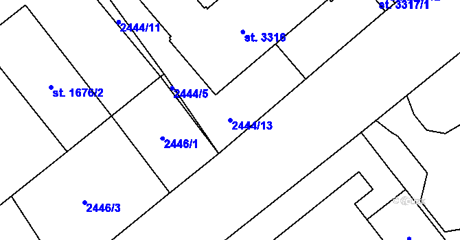 Parcela st. 2444/13 v KÚ Klatovy, Katastrální mapa