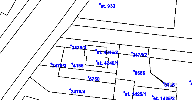 Parcela st. 4246/2 v KÚ Klatovy, Katastrální mapa